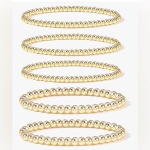 Badu Gold Plated Bead Bracelet Set 14K Gold Plated Stackable Bohemian Jewelry